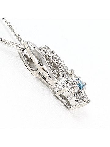 Unbranded PT900 Platinum / PT850 Necklace with Blue Diamond (0.50ct), Total Weight 3.5g, 40cm, Like New Condition. (view 2)