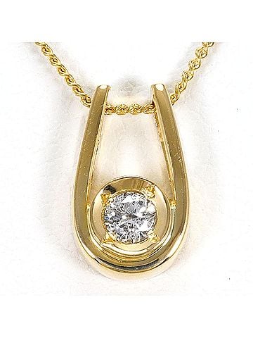 Unbranded 18K (18-karat) Yellow Gold Necklace with 0.10ct Diamond, Total Weight 2.4g, 40cm Length, Like New Condition. (view 1)