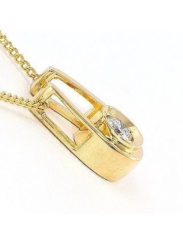 Unbranded 18K (18-karat) Yellow Gold Necklace with 0.10ct Diamond, Total Weight 2.4g, 40cm Length, Like New Condition. (view 2)