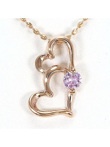 Unbranded K10 10K PG Pink Gold Necklace with Tourmaline, Total Weight 1.2g, 40cm, Like New Condition (view 1)