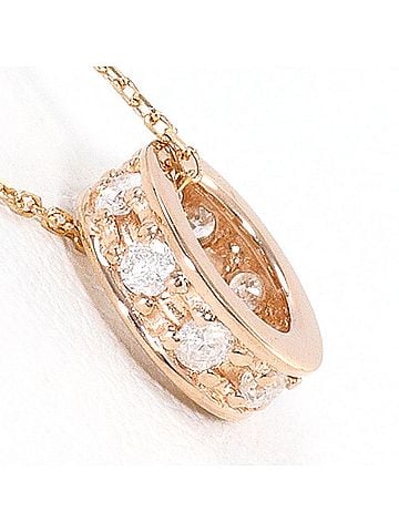 Unbranded K10 10K Pink Gold Necklace with 0.10ct Diamond, Total Weight 0.8g, 46cm Length, Like New Condition (view 2)