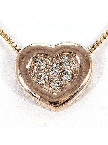 Unbranded K10 10K PG Pink Gold Necklace with 0.05ct Diamond, Total Weight 1.1g, 40cm, Like New Condition (view 1)