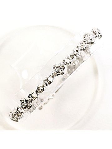 Unbranded K14 14K WG White Gold Bracelet with 0.08ct Diamond, Certificate of Authenticity, Total Weight 6.8g, 18cm, Like New Condition (view 1)