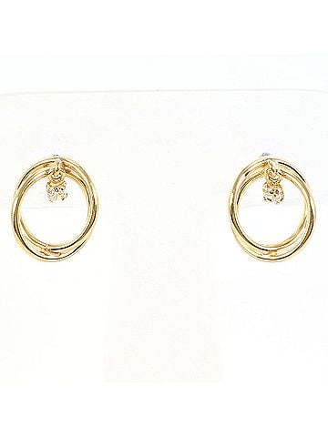 Unbranded K10 10K YG Yellow Gold Earrings with Zirconia, Total Weight 0.6g, Like New Condition (view 1)