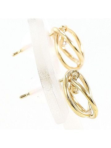 Unbranded K10 10K YG Yellow Gold Earrings with Zirconia, Total Weight 0.6g, Like New Condition (view 2)