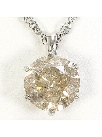 Unbranded PT999 Platinum Necklace with Brown Diamond, 1.70ct, I2 Clarity, Certificate of Authenticity, Total Weight 3.0g, 42cm, Like New Condition. (view 1)