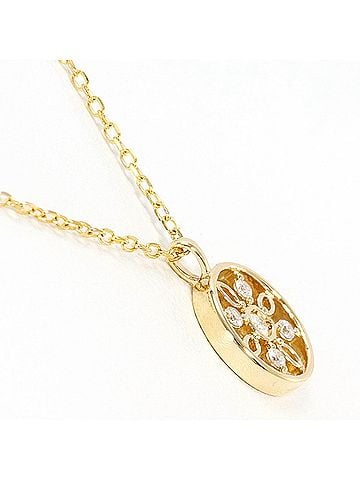 Unbranded K10 10K YG Yellow Gold Necklace with Diamond (no carat marking), Total Weight 1.1g, 40cm, Like New Condition. (view 2)