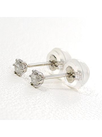 Unbranded PT900 Platinum Earrings with 0.05ct Diamonds, Total Weight 0.3g, Like New Condition. (view 1)