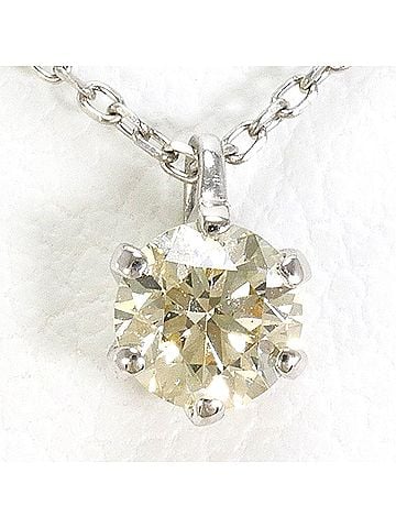 Unbranded PT900 Platinum / PT850 Necklace with Yellow Diamond (0.180ct), Total Weight 1.1g, 40cm, Like New Condition. (view 1)