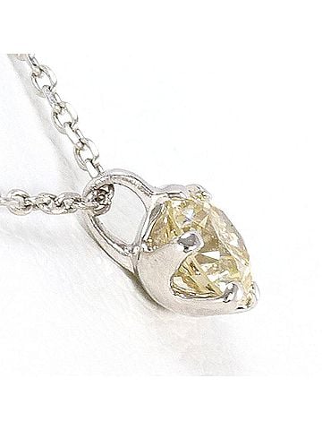 Unbranded PT900 Platinum / PT850 Necklace with Yellow Diamond (0.180ct), Total Weight 1.1g, 40cm, Like New Condition. (view 2)