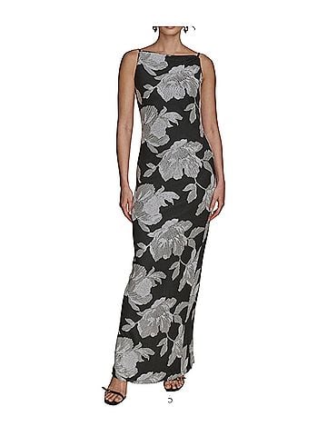 Donna Karan New York Sequin Floral Sheath Cocktail Dress (view 1)