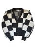 Double Zero Checkered-gingham Black White Wool Cardigan Size S - photo 1
