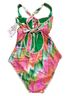 Becca Print Pink Green One Piece Swimsuit Size S - photo 2