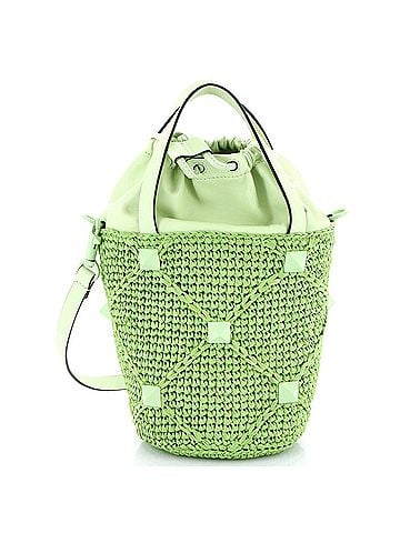 Valentino Garavani Roman Stud Bucket Bag Raffia and Leather (view 1)