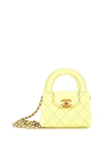 Chanel Kelly Top Handle Shopping Bag Quilted Shiny Aged Calfskin Nano (view 1)