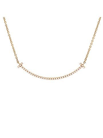 Tiffany & Co. T Smile Pendant Necklace 18K Rose Gold with Diamonds Small (view 1)