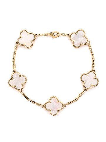 Van Cleef & Arpels Vintage Alhambra 5 Motifs Bracelet 18K Yellow Gold and Mother of Pearl (view 1)