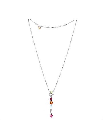 Bvlgari Allegra Drop Pendant Necklace 18K White Gold with Diamonds, Citrine, Peridot, Blue Topaz, Tourmaline and Garnet (view 2)