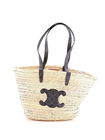 Céline Triomphe Basket Shoulder Bag Raffia with Leather Large (view 1)