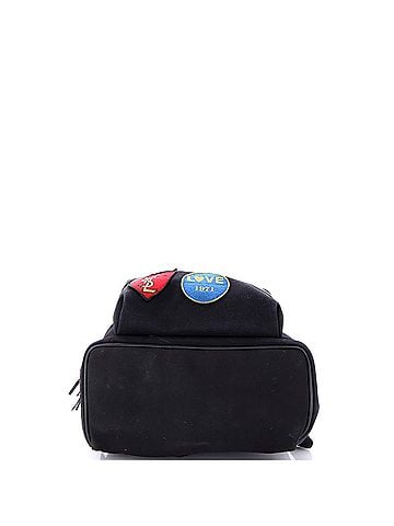 Saint Laurent City Backpack Patch Embellished Canvas Medium (view 2)
