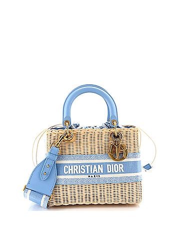 Christian Dior Lady Dior Bag Wicker and Oblique Canvas Medium (view 1)
