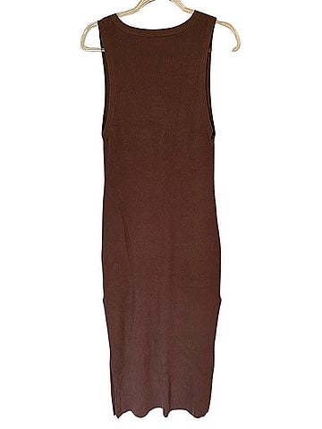 Daily Practice By Anthropologie Slim V Neck Ribbed Dress Casual Dress (view 2)