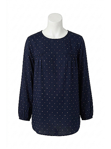 Hatch Delfina Long Sleeve Top in Royal French Dot (view 1)