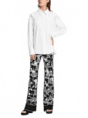 Marc Cain Lace Appliqu?© Long Sleeve Blouse in White (view 2)
