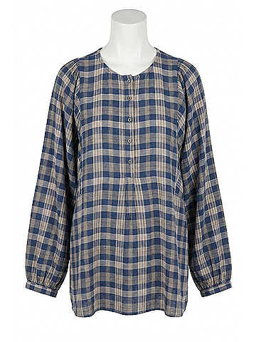 Hatch Rose Plaid Top in Blue (view 1)