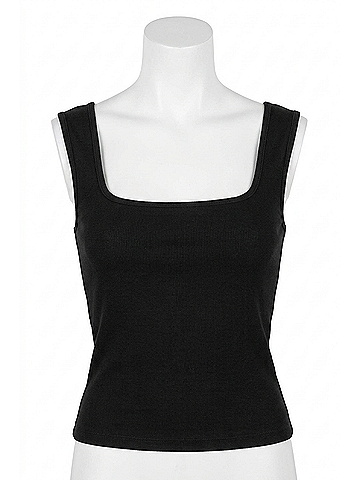 perfectwhitetee Riri 90's Jersey Tank Top in True Black (view 1)