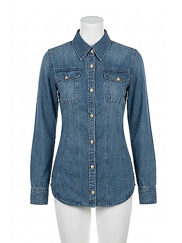 Generation Love Antoinette Denim Shirt in Washed Medium Blue (view 1)