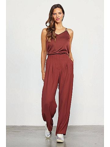 Skies Are Blue Rowen Satin Tank Top in Chocolate (view 2)