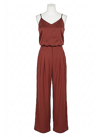 Skies Are Blue Rowen Satin Tank Top in Chocolate (view 1)