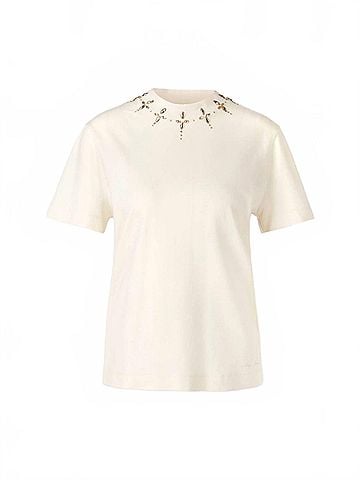 Marc Cain Rhinestone T-Shirt in Bright Ecru (view 2)