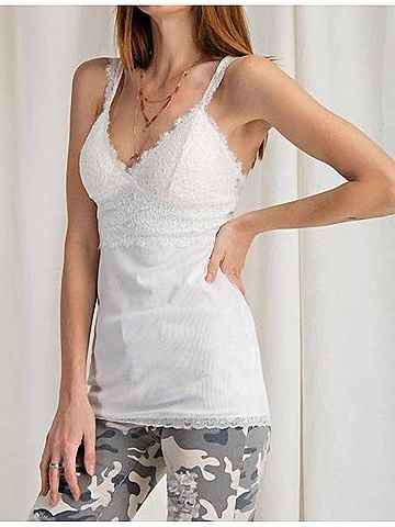 Easel Laced Bralette Cami in Off White (view 2)