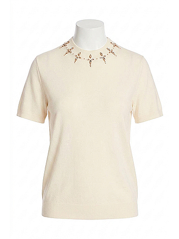 Marc Cain Rhinestone T-Shirt in Bright Ecru (view 1)