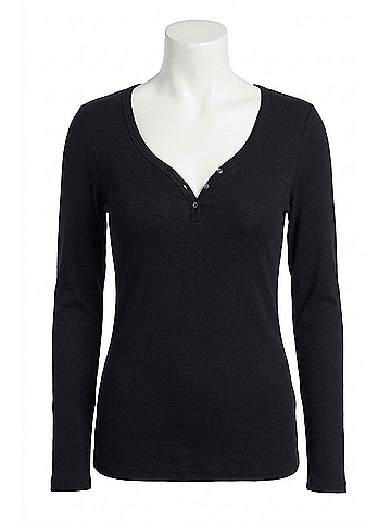 Hatch Rib Nursing Henley Top in Black (view 1)