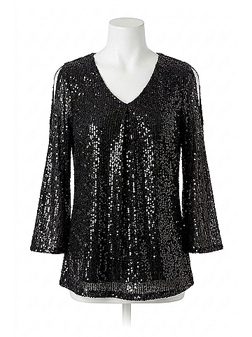 Joseph Ribkoff Sparkle Top in Black/Black (view 1)