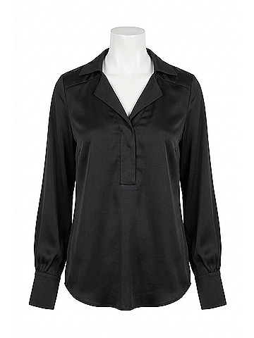 Joseph Ribkoff Notched Collar Top in Black (view 1)