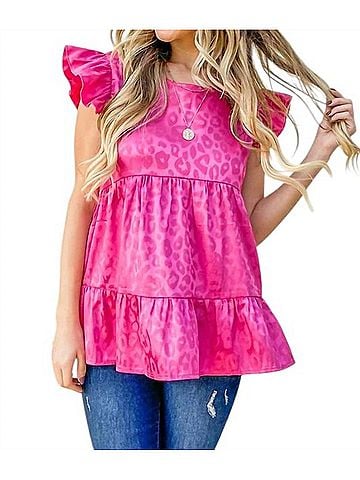 AndTheWhy Thanks To You Blouse in Hot Pink (view 2)