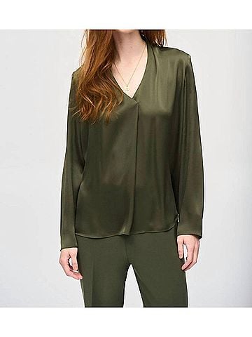 Joseph Ribkoff Satin Straight Top in Java (view 2)