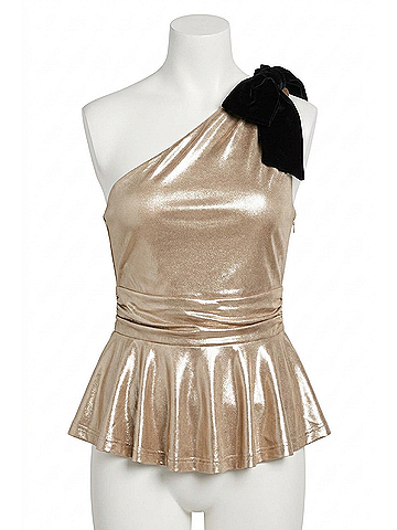 Sugarlips Eileen One Shoulder Peplum Top in Gold (view 1)