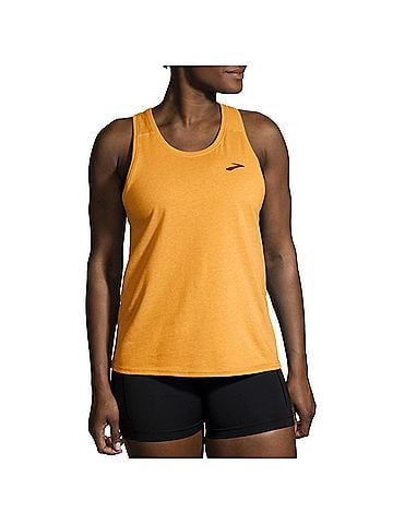Brooks Women's Distance Tank 2.0 Top in Heather Sun Glow (view 2)
