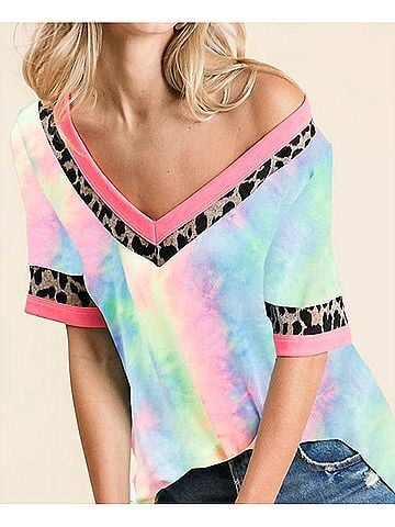 Bibi Chloe Tie Dye & Leopard Top in Multicolor (view 2)