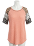 Bibi Solid Orange Printed Short Sleeve Tee Top in Peach Size XL - photo 1