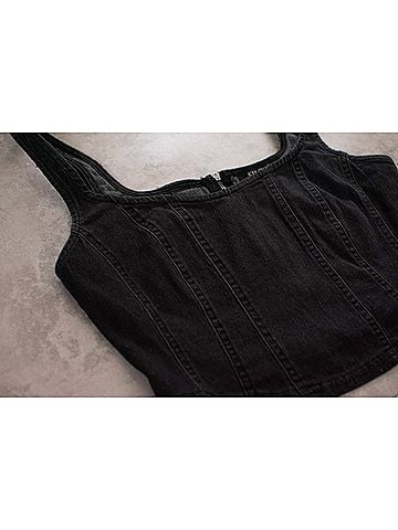 Flying Tomato Women's Tommie Crop Top in Black (view 2)