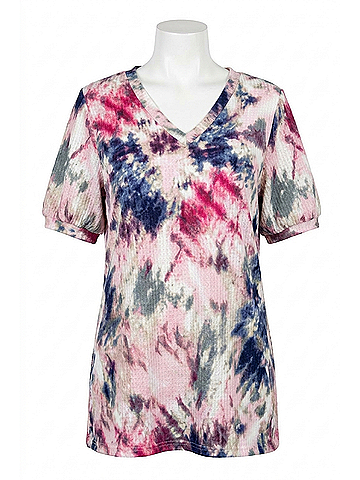 Bibi V-Neck Top in Pink Multi (view 1)