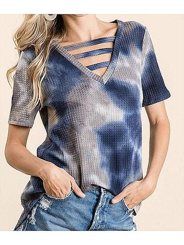 Bibi Harmony Strappy Tie Dye Top in Navy / Charcoal (view 2)