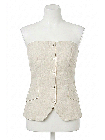 Sugarlips Candida Strapless Button Up Top in Cream (view 1)