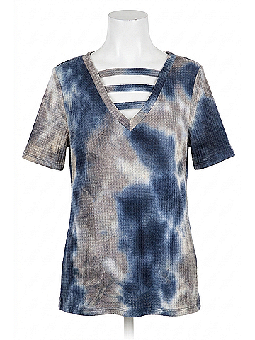 Bibi Harmony Strappy Tie Dye Top in Navy / Charcoal (view 1)